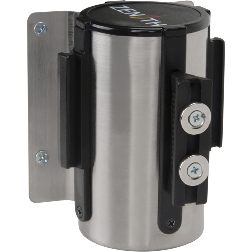 Wall Mount Barrier with Magnetic Tape, Steel, Screw Mount, 7', Black and Yellow Tape Kelford