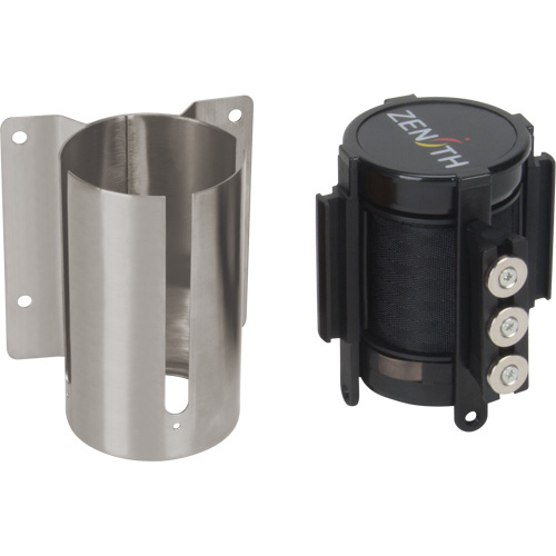 Wall Mount Barrier with Magnetic Tape, Steel, Screw Mount, 12', Black Tape Kelford