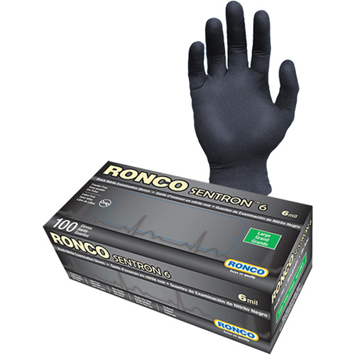Sentron 6 Disposable Examination Gloves, Small, Nitrile, 6-mil, Powder-Free, Black, Class 2 Kelford