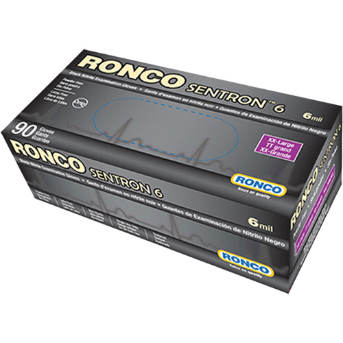 Sentron 6 Disposable Examination Gloves, 2X-Large, Nitrile, 6-mil, Powder-Free, Black, Class 2 Kelford
