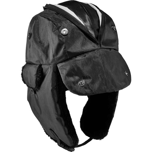 N-Ferno&reg; Zippered Trapper Hat, Polyurethane/Satin Lining, Medium/Small, Black Kelford