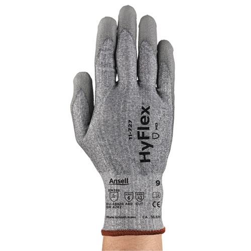 Gants r&eacute;sistant aux coupures HyFlex s&eacute;rie 11-727, Taille 8, Calibre 15, Rev&ecirc;tement Polyur&eacute;thane, Enveloppe en Intercept, ASTM ANSI niveau A2/EN 388 niveau B Kelford