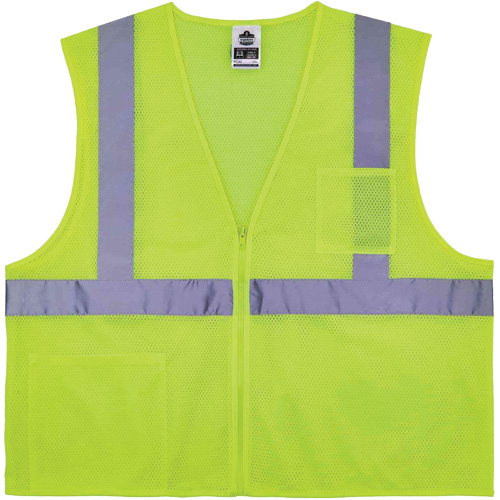 Gilet de s&eacute;curit&eacute; auto-extinguible GloWear 8256Z, Jaune lime haute visibilit&eacute;, Moyen/Petit, Polyester Kelford
