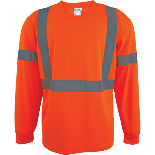 Long Sleeve Safety Shirt, Polyester, 2X-Large, High Visibility Orange Kelford