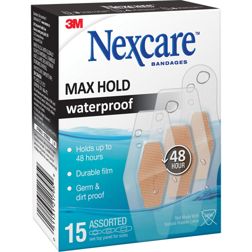 Nexcare Max-Hold Waterproof Bandages, Assorted, Plastic, Sterile Kelford