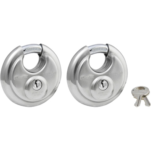 Cadenas &agrave; arceau prot&eacute;g&eacute;, Argent, Cl&eacute;s identiques, Acier inoxydable, Largeur de 2-3/4" Kelford