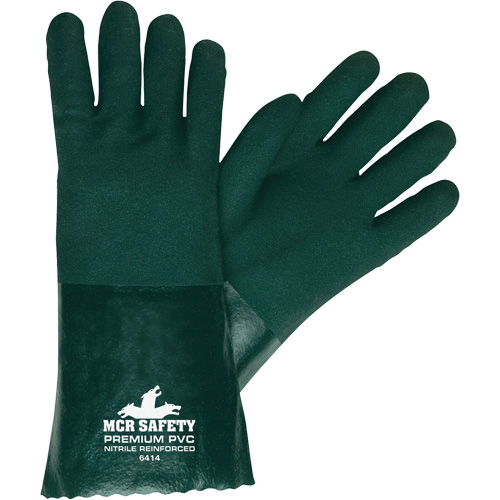 Chemical Resistant Gloves, Size Large, 14" L, PVC, Jersey Inner Lining Kelford