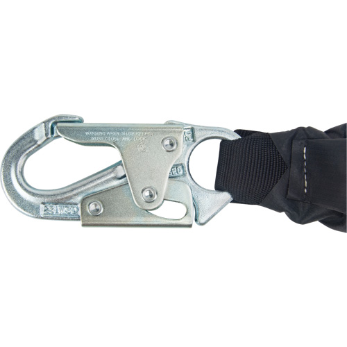 Miller&reg; HP Shock-Absorbing Lanyard, 4', Locking Rebar Hook Center, Locking Snap Hook Leg Ends, Polyester Kelford