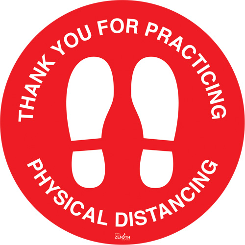 "Physical Distancing" Floor Sign, Adhesive, English with Pictogram Kelford