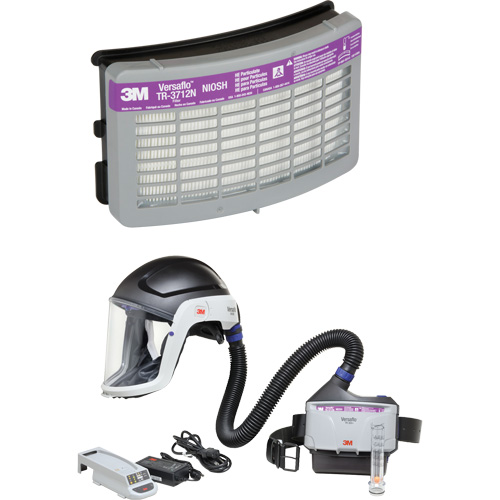 Ensemble APR &agrave; &eacute;puration d'air motoris&eacute; pour industrie lourde Versaflo, Capuchon & visi&egrave;re, Pile Lithium-ion Kelford