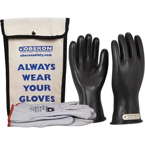 Ensemble de gants en caoutchouc pour l'&eacute;lectricit&eacute; de classe 0, 10, 11" lo, 20 cal/cm², NFPA 70E Kelford