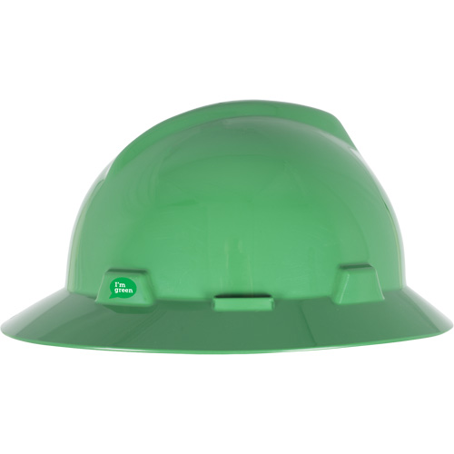 Casque de s&eacute;curit&eacute; &agrave; bord complet V-Gard GREEN avec fentes, R&eacute;pond aux normes CSA type 1, Suspension Rochet Kelford