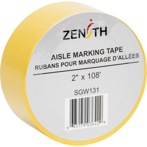 Aisle Marking Tape, 2" x 108', PVC, Yellow Kelford