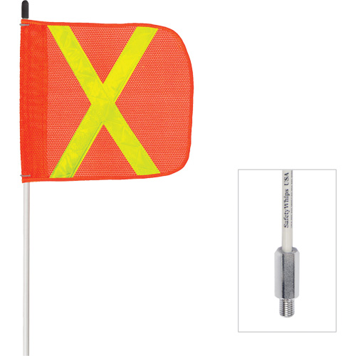 Safety Whip&reg; Non-Powered Heavy-Duty Fibreglass Whip, Threaded Mount, 6' High, Orange with Reflective Kelford