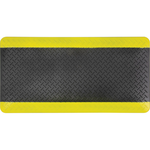 Anti-Fatigue Matting, Diamond, 1-2/3' x 3-1/4' x 3/4", Black/Yellow, Polyurethane Kelford
