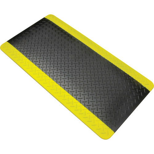 Anti-Fatigue Matting, Diamond, 1-2/3' x 3-1/4' x 3/4", Black/Yellow, Polyurethane Kelford