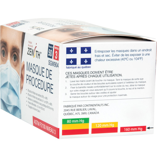 Masques d'intervention jetables, ASTM F2100 Niveau 3, Classe 1 Kelford