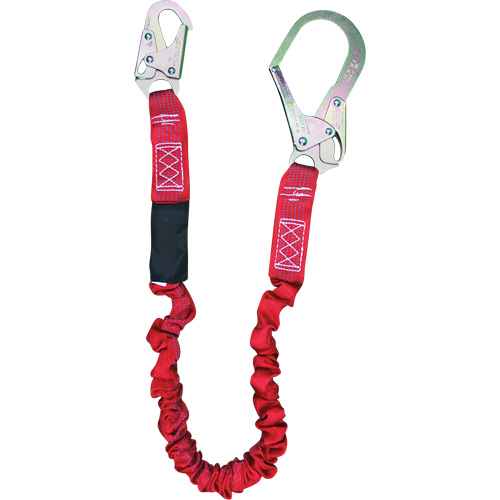 ShockSorb Internal Shock Lanyard, 6', Rebar Hook Center, Snap Hook Leg Ends, Polyester Kelford