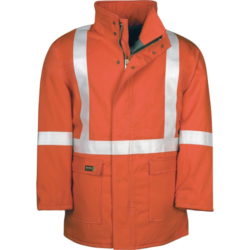 Parka dhiver &agrave; doublure matelass&eacute;e AllOut Westex UltraSoft avec bandes r&eacute;fl&eacute;chissantes, Moyen (grande taille), Orange haute visibilit&eacute;, 46 cal/cm² Kelford