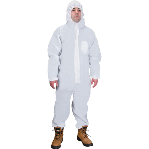 Hooded Coveralls, Medium, White, SMS Kelford