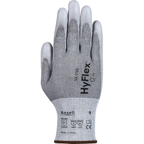 Gants r&eacute;sistants aux coupures 11-755  Hyflex, Taille 6, Calibre 18, Rev&ecirc;tement Polyur&eacute;thane, Enveloppe en Polyester/PEHP/Tungst&egrave;ne/Spandex, ASTM ANSI niveau A5/EN 388 niveau E Kelford