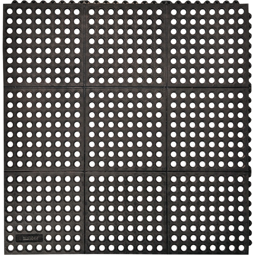 Tapis antifatigue &agrave; imbrication Cushion-Ease 550, &agrave; fentes, 3' x 3' x 3/4", Noir, Caoutchouc Kelford