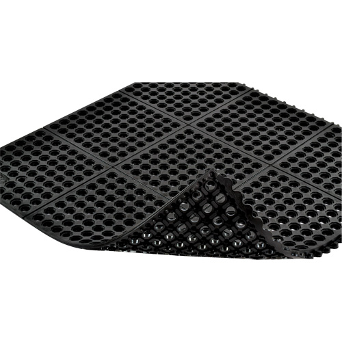 Tapis antifatigue &agrave; imbrication Cushion-Ease 550, &agrave; fentes, 3' x 3' x 3/4", Noir, Caoutchouc Kelford