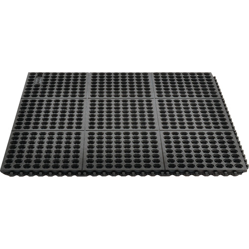 Tapis antifatigue &agrave; imbrication Cushion-Ease 550, &agrave; fentes, 3' x 3' x 3/4", Noir, Caoutchouc Kelford