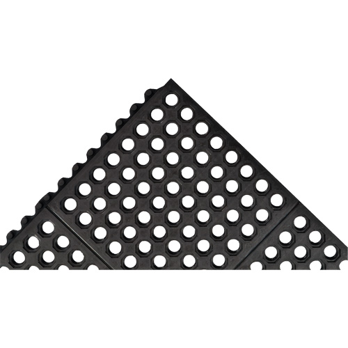 Tapis antifatigue &agrave; imbrication Cushion-Ease 550, &agrave; fentes, 3' x 3' x 3/4", Noir, Caoutchouc Kelford