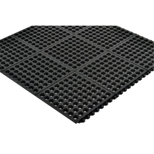 Tapis antifatigue &agrave; imbrication Cushion-Ease 550, &agrave; fentes, 3' x 3' x 3/4", Noir, Caoutchouc Kelford
