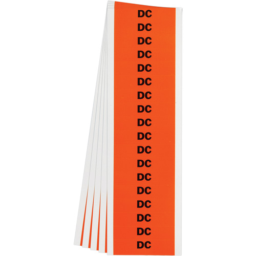 "DC" Conduit & Voltage Labels, 1/2" x 2-1/4", Cloth/Vinyl, English Kelford