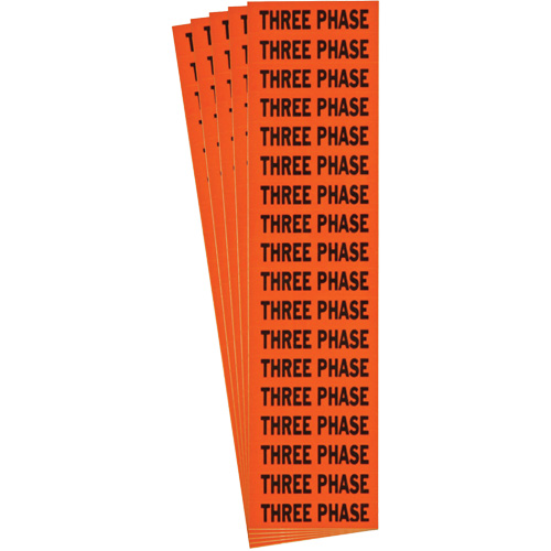 "Three Phase" Conduit & Voltage Labels, 1/2" x 2-1/4", Cloth/Vinyl, English Kelford
