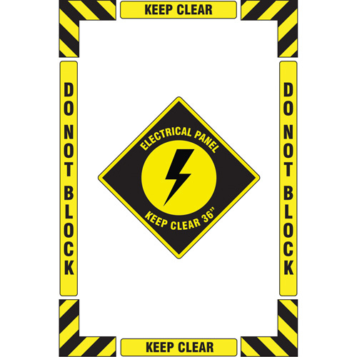 "Electrical Panel" Floor Marking Kit, Adhesive, English with Pictogram Kelford