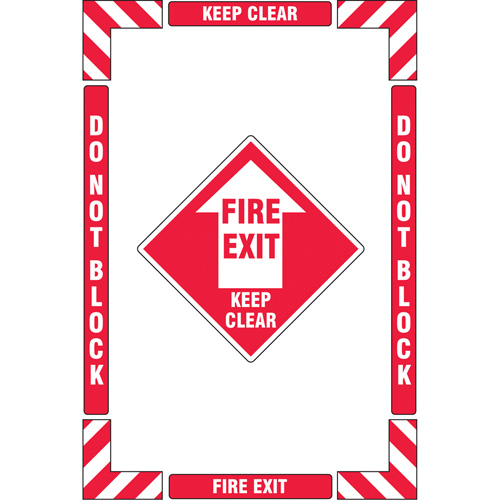 "Fire Exit" Floor Marking Kit, Adhesive, English with Pictogram Kelford