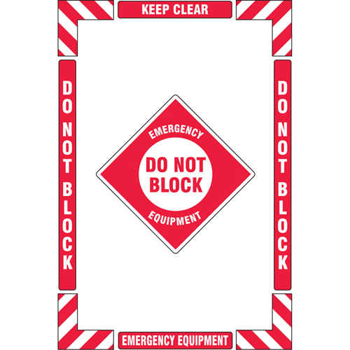 "Emergency Equipment" Floor Marking Kit, Adhesive, English with Pictogram Kelford