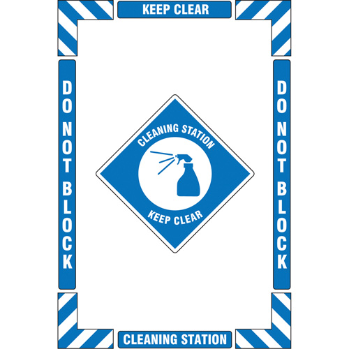 "Cleaning Station" Floor Marking Kit, Adhesive, English with Pictogram Kelford