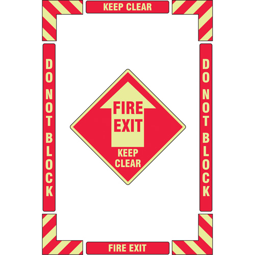 "Fire Exit" Floor Marking Kit, Adhesive, English with Pictogram Kelford