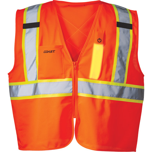 SV350 X-Back Safety Vest with Light, High Visibility Orange, Small, Polyester Kelford