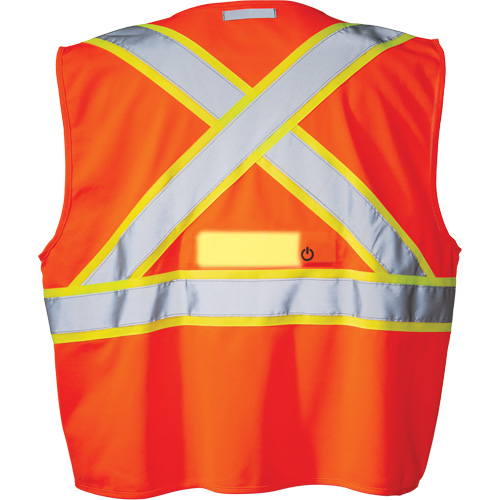 SV350 X-Back Safety Vest with Light, High Visibility Orange, Small, Polyester Kelford