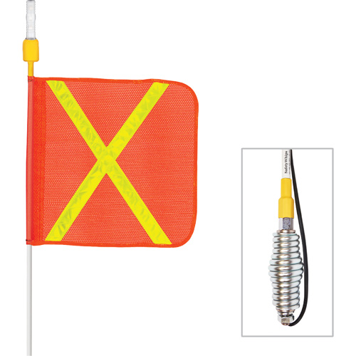 Safety Whip&reg; All-Weather Super-Duty Warning Whips with Constant LED Light, Spring Mount, 3' High, Orange with Reflective Kelford