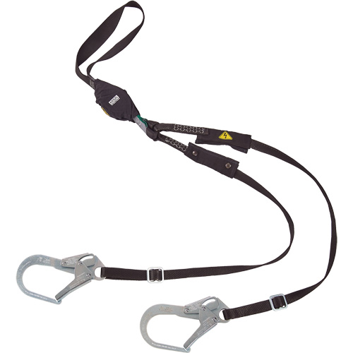 Longe utilitaire &agrave; amortisseur d'&eacute;nergie V-Series, 6', Point d'ancrage &agrave; Crochet d'armature, Crochet mousqueton aux jambes, Nylon Kelford