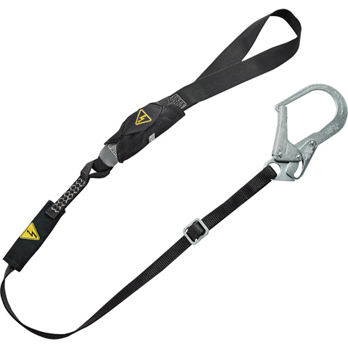 V-Series Utility Energy Absorbing Lanyard, 6', Rebar Hook Center, Snap Hook Leg Ends, Nylon Kelford