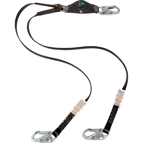 Anti-Corrosion Energy Absorbing Lanyard, 6', Snap Hook Center, Snap Hook Leg Ends, Polyester Kelford
