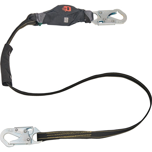 Anti-Corrosion Energy Absorbing Lanyard, 6', Rebar Hook Center, Snap Hook Leg Ends, Polyester Kelford