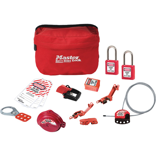 Trousse de cadenassage standard avec cadenas en thermoplastique Zenex, Ensemble &eacute;lectrique/Vanne, 14 composants compris Kelford