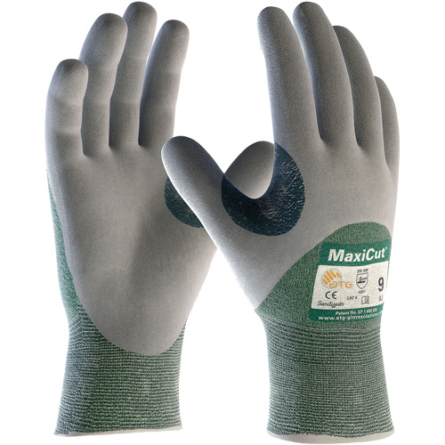 Gants en tissu technique r&eacute;sistant aux coupures ATG MaxiCut, Taille Grand, Calibre 15, Rev&ecirc;tement Nitrile, Enveloppe en Fil technique, ASTM ANSI niveau A2/EN 388 niveau 3/EN 388 niveau B Kelford