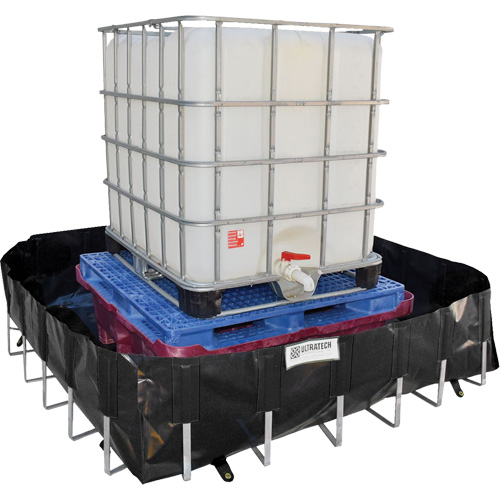 Ultra-IBC Berm&reg; Spill Berm, 400 US gal. Capacity, 6' W x 6' L x 18" H, L-Bracket Kelford