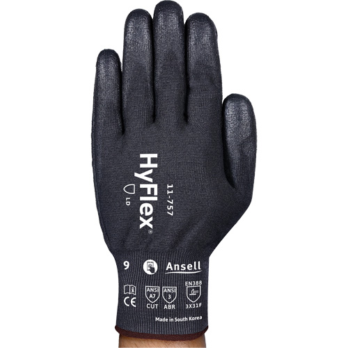 Gants r&eacute;sistant aux coupures Hyflex 11-757, Taille 8, Calibre 18, Rev&ecirc;tement Polyur&eacute;thane, Enveloppe en Intercept, ASTM ANSI niveau A7/EN 388 niveau F Kelford