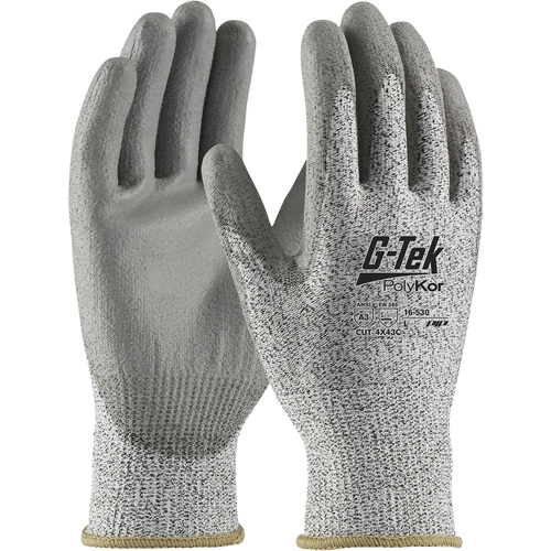 G-Tek&reg; PolyKor&reg; Cut-Resistant Glove, Size X-Small, 13 Gauge, Polyurethane Coated, Engineered Yarn Shell, ANSI/ISEA 105 Level 3 Kelford