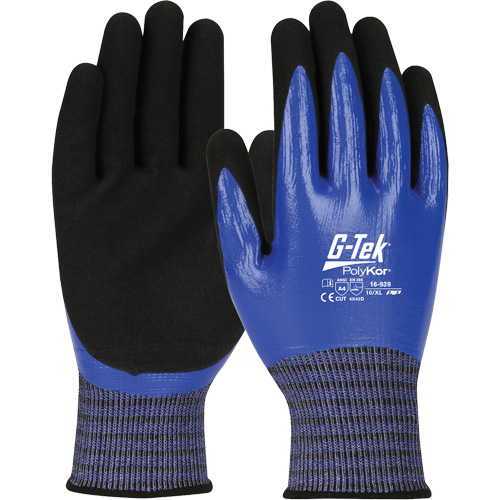 Gants r&eacute;sistants aux coupures G-Tek PolyKor X7, Taille Petit, Calibre 18, Rev&ecirc;tement Nitrile, Enveloppe en Fil technique, ANSI/ISEA 105 niveau 4 Kelford